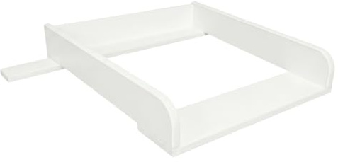 ComfortCove Wickelaufsatz mit 80 cm hinterer Leiste, 53,2 × 70 cm, Weiß | Abgerundete Seiten, Verstellbar 34–50 cm für verschiedene Kommoden, Wickelaufsatz, Wickelbrett
