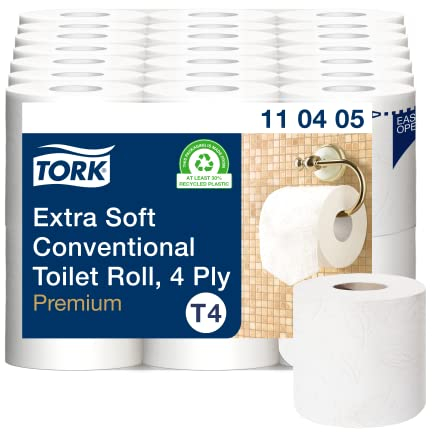 Tork extra weiches Kleinrollen Toilettenpapier Weiß T4, Premium, 4‑lagig, 42 × 153 Blatt, 110405