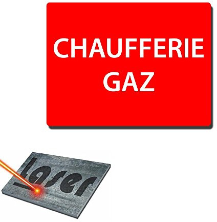 Plaque gravée autocollante 20x15cm Chaufferie gaz fond rouge