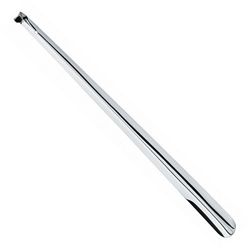 Schuhanzieher, Schuhlöffel aus Metall, 70 cm lang und sehr stabil, komfortable Anziehhilfe, 70 cm, Silber