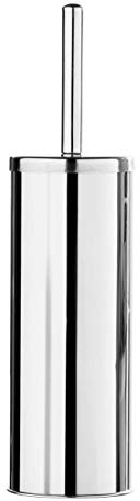 Premier Housewares Toilet Brush & Holder | Chrome Metal Toilet Set | Attached Lid Cleaner | Free Standing Loo Reflective with White Bristles