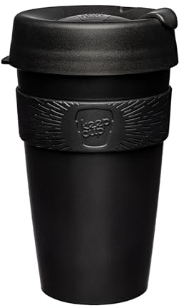 KeepCup Taza de café original, ligera y reutilizable con tapa a prueba de salpicaduras, 454 ml, color negro