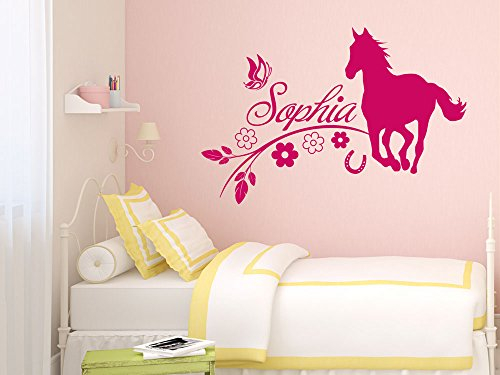 GRAZDesign Pferde Wandtattoo Kinderzimmer Mädchen Pferd mit Namen personalisiert, Mädchenzimmer Deko