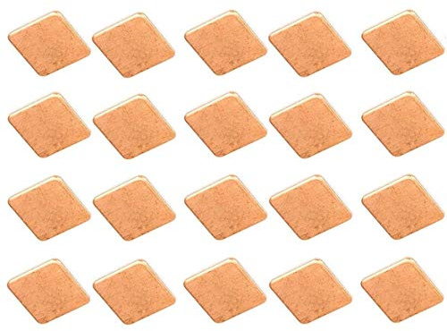 Easycargo 20pcs Heatsink Copper Pad Shims 15x15mm+ 3M 8810 pre Applied Thermal Conductive Adhesive Tape on Heat Sink for Cooling Laptop GPU CPU IC Chips VGA RAM (15x15x0.5mm)