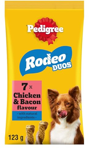 Pedigree Rodeo Duos - Dog Treats - with Chicken & Bacon - 70 Sticks (Pack of 10)