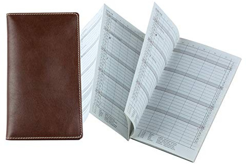 DELMON VARONE - Personalisierbarer Faltkalender 2026 DIN A6 Anilin Vintage Leder braun - Organizer Terminplaner (1 Monat 2 Seiten) Lederhülle - Termin Kalender Monatsübersicht & Adressenheft
