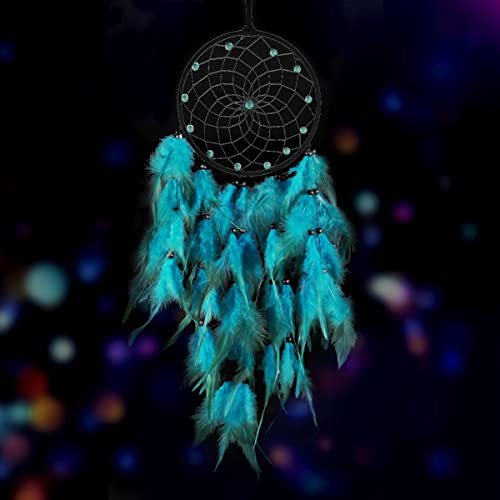 Traumfänger Mädchen Handgefertigt Dreamcatcher mit Federn Bohemian Dekoration für Schlafzimmer Kinder Jungen Mädchen Zimmer Wandbehang Ornament Party Dekoration Kreatives Geschenk (Blau)