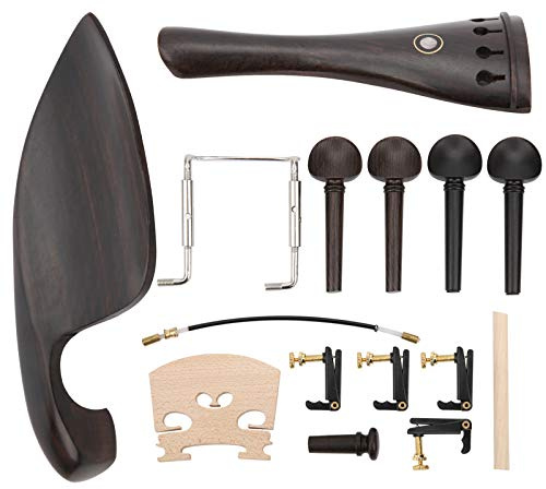 Saitenhalter-Kit für Violine, 15-teiliges 4/4 Violin-Zubehör-Kit, Violin-Ersatzteile, Ebenholz/Metall/Ahornholz-Geigenbeschlag-Kit, Geigenbeschlag-Set für Anfänger/Liebhaber