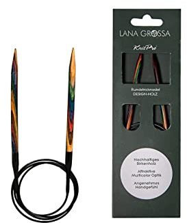 Lana Grossa Rundstricknadel Design-Holz | Stricknadeln aus Birkenholz, ergonomisch & farbig | Ideal für Pullover, Schals, Mützen & weitere Rundprojekte 60/4,5