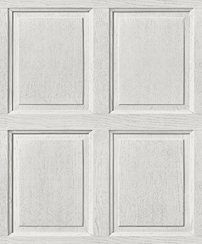 Exclusive White Wooden Panel 3D Effect Realistic Square Panelling Flat Wallpaper AL1028