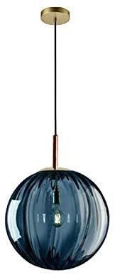 LFsem Blue Glass Globe Pendant Lighting Fixtures 20cm Glaskugel-Anhänger-Hängelampe für Kücheninsel (Blau)