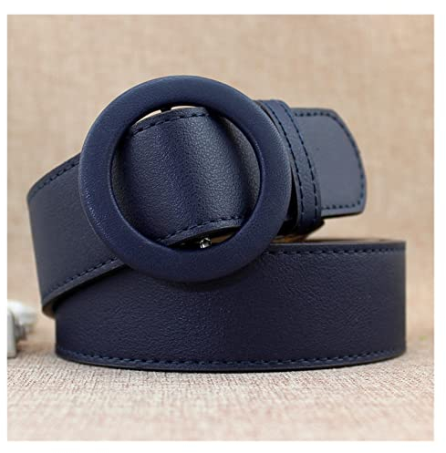 SHANGMAOYO gürtel Damen Studentenmode Frauen Gürtel Runde Schnalle Mode Dekoration Jeans Wide Gürtel Schwarz Rot Blau Zubehör Belt Women (Belt Length : 105CM, Color : Blue)