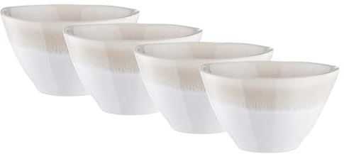 BUTLERS 4er-Set Schalen Steinzeug - ATLANTIS - spülmaschinenfest | Farbe Beige - 640 ml - Salatschalen für Salate & Pasta - Suppenschalen für Suppen & Eintöpfe - mikrowellengeeignet