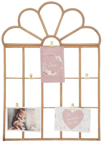 Porte-Photos Enfant en Rotin avec Clips en Acier doré 40 x 57 cm - Atmosphera