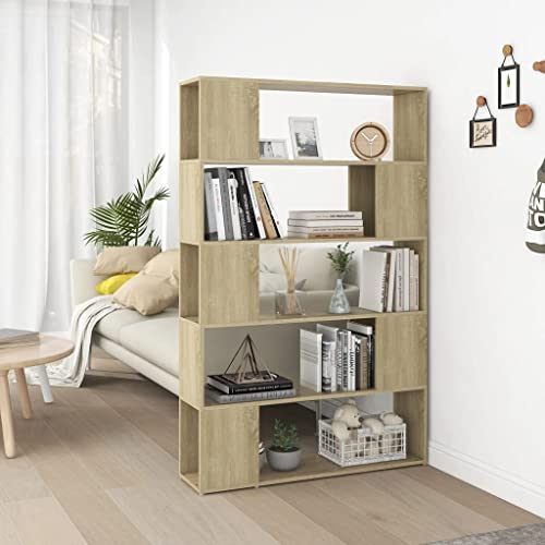 homiuse BüCherregal Sonoma-Eiche Holzregal 100x24x155 cm WüRfelregal BüCherregal Wand Raumteiler Regal Lagerregal Regal Holz Schwerlastregal Steckregal Einfach Zu Montieren