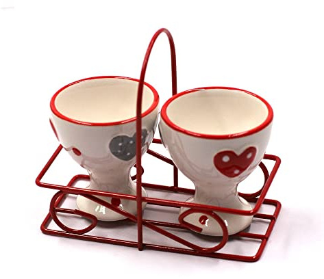 Duo de Coquetiers motif Coeurs et Pois