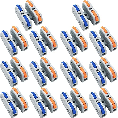 Kabelverbinder, CESFONJER SCH-2 Verbindungsklemmen, Nagelneuer Mini Anschlussblöcke mit multi-coloured Betätigungshebel, Elektrische Anschlussblöcke, mit Befestigungsschrauben (14 Stück)