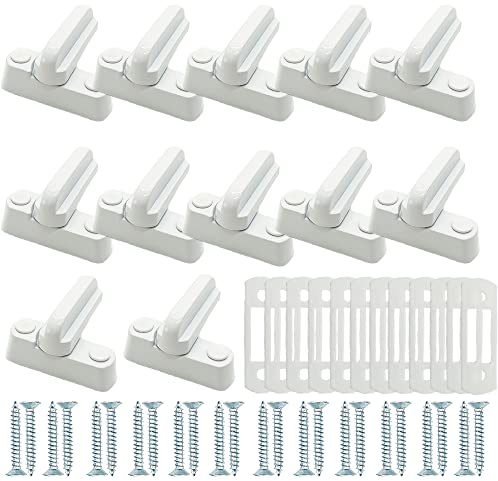 Aisamco 12 Pieces Sash Jammer White Strong Aluminum Alloy Extra Security Locks Sash Blocker Jammer for UPVC/PVC Doors Windows and Home Security