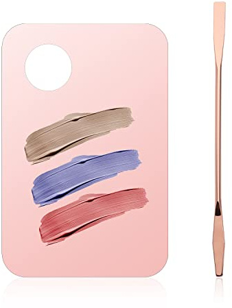 LUTER Makeup Spatula and Palette Set, Acrylic Cosmetic Spatula Tool Makeup Mixing Palette with Spatula Foundation Palette and Spatula for Makeup Nail (Pink)