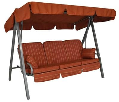 Angerer Freizeitmöbel GmbH Hollywoodschaukel Select - Gartenschaukel Made in Germany - Schaukel zum Sitzen, Liegen und Entspannen - inklusive Bett-Funktion - einfache Montage (Terra-Creme gestreift)