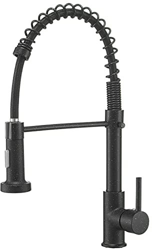Low Pressure Kitchen Pull-Out Swivel Hot and Cold Water Faucet, Low Pressure Spring Black