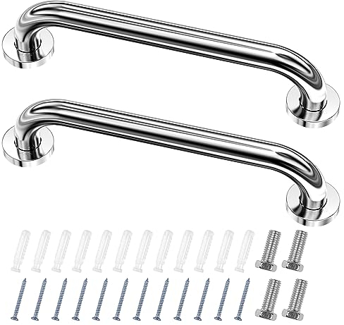 Fousenuk Lot de 2 Barre D'Appui wc, Acier Inox Maintien Poignée Douche, 30cm Barre d'Appui Salle de Bain Coudée, Barres Douche, Baignoire Main Courante Inoxydable Âgées/Handicapées/Enfants