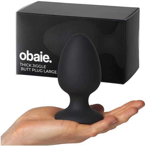Obaie Jiggle Large Butt Plug - Big Butt Plug Anal Stretcher for Women, Men & Couples - Silicone Plug Anal Expander Ideal as Anal Trainer - Large Anal Plug Sex Toy - Huge Anal Toys Sex - Black