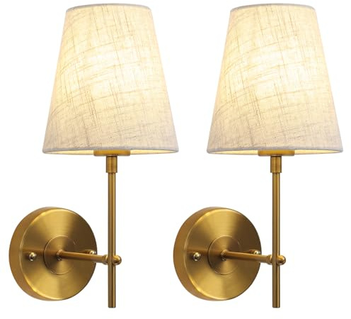 QAREHL Applique Murale Intérieure, 2 Paquets Lampe de Chevet Murale Vintage Lumiere Murale, Applique Murale Doré pour Salon Cuisine Escalier Salle de Bain