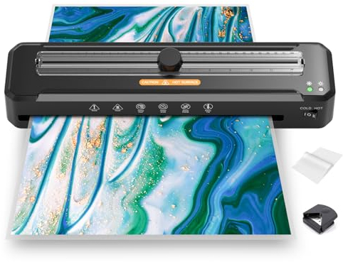 Laminiergerät A3 für A3 A4 A5 A6 A7 mit Laminierfolien, Heiß und Kalt Laminiermaschinen mit Papierschneider, Intelligenter Schutz Laminiermaschinen für Zuhause, Schule, Büro