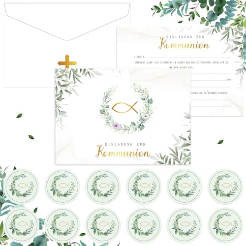 HIQE-FL Einladungskarten zur Kommunion,32 Stück Einladungskarten Kommunion,Einladungskarten Konfirmation,einladungskarten erstkommunion,für Jungen und Mädchen Einladung Firmung zur Erstkommunion.