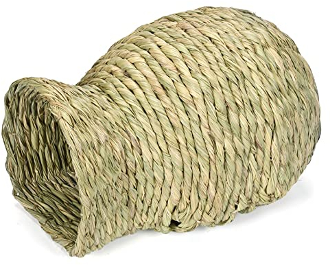 Glanhbnol Kaninchengrashaus, handgewebt, Haustierbett, essbares Nest, Zahnen, Kauspielzeug für Hamster, Igel, Meerschweinchen, Frettchen, Kaninchen, Grashaus, großes Hamster, Grashaus