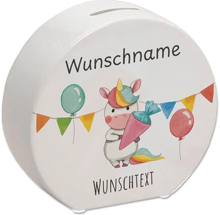 Personalisiertes Geschenk zur Einschulung: Süße Spardose Tiere, Name Wunschtext, Farbenwahl. Perfekt zum ersten Schultag