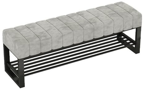 Schuhregal Schuhschrank mit Sitzbank, Polsterbank aus Samt, Sitzfläche mit 2 Fächer, Modern Eingangsbereich Bank für Garderobe