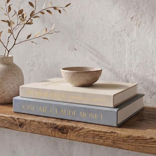 Beaux livres décoratifs – Lot de 2 boîtes en lin pour améliorer votre table basse, bibliothèque ou décoration de cheminée – Faux livres élégants pour décoration d'intérieur moderne, rangement de