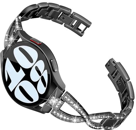 Ocaer Kompatibel Mit Samsung Galaxy Watch 7/FE/6/5/4 Armband 40mm 44mm/6 Classic 43mm 47mm/5 Pro 45mm, Glitzer 20mm für 4 Classic 42mm 46mm/Active 2, Damen, Schwarz