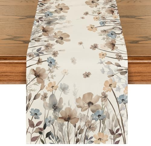 Artoid Mode Tuschemalerei Mohnblumen Blumen Blüte Frühling Tischläufer, Herbst Küche Esstisch Dekoration Drinnen Urlaub Party Dekor 40x240 cm