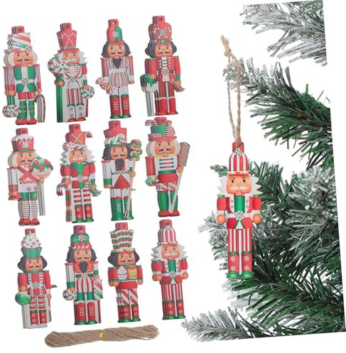 Amosfun Classic Design 36 Pack Nutcracker Christmas Decorations Wooden Ornaments for Holiday Home Decor