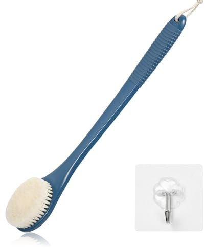 ROLIZOE 43 cm Rückenbürste für die Dusche, Rutschfeste Peeling-Körperbürste für Bad, Sanfte Duschbürste für Männer und Frauen – Für glatte, strahlende Haut (Blau)