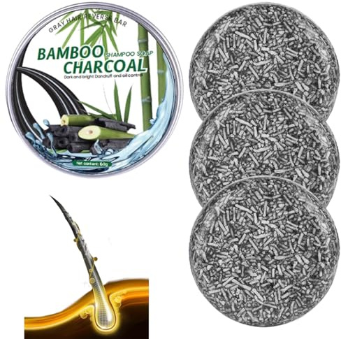 Grey Soap for Hair Bamboo Charcoal Shampoo & Black Soap, Unisex Grey Hair Darkening & Loss Prevention