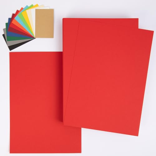 PresentFill® Tonkarton A4 Rubin Rot | 50 Blatt | 210g/m² | Bastelkarton aus 100% Recycling Kraftkarton | Made in Germany | Farbkarton | Bastelpappe zum basteln | bemalen | zeichnen