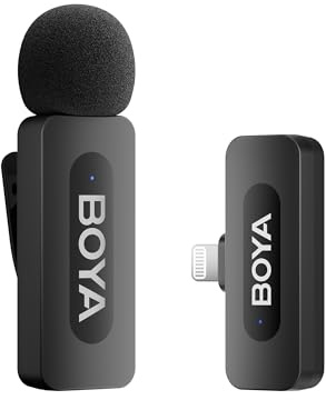 BOYA by-V1 Drahtloser Steckmikrophon, 100m Reichweite, kompatibel mit iPhone und iPad, ideal für mobiles Aufnahmen, Podcasts und soziale Medien-Apps wie YouTube und TikTok.