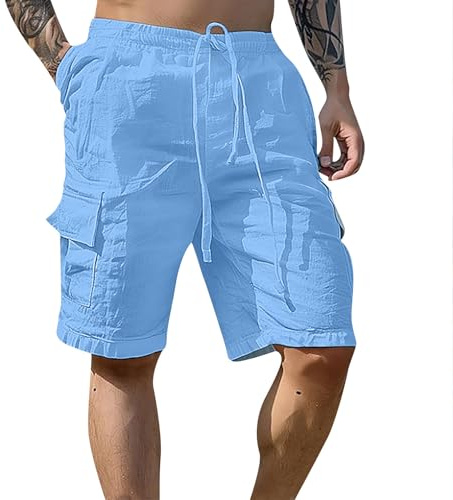 Generisch Shorts Herren Sport Short, Atmungsaktive Für Männer, Komfortable Kurze Hose Mit Kordelzug