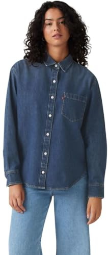 Levi’s Femme Chemise Denim Harlie en Coton avec Col à Pointe, Bleu (Play Around), M