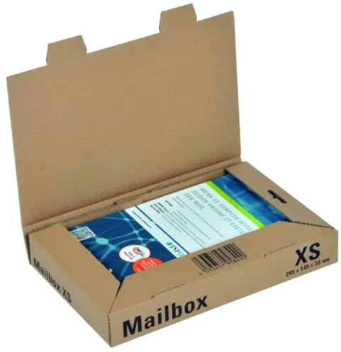 Petite Boîte Carton Emballage Colis | Lot de 15 Boîtes Postales | 245 x 145 x 33 mm | Carton Renforcé | Transport Expédition Petites Produits Sensibles | Fermeture Patte de Verrouillage (XS)