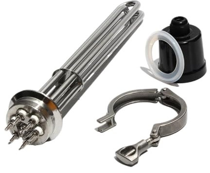 PVUVTNAHW Elemento calentador de agua de 220V, 2 , triple abrazadera, brida de 63mm con tornillo de lechada, equipo de calentamiento de inmersión SUS304 for Moonshine(12KW 355mmL)