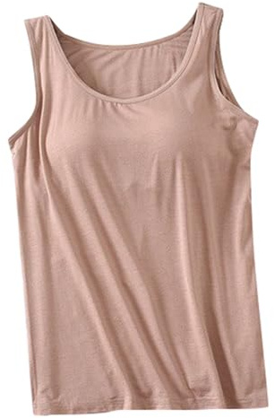 Generisch 2025 Camisetas sin mangas para mujer con sujetadores integrados, 2024, verano, casual, cuello redondo, sin mangas, tallas grandes, algodón, acolchadas, camisetas de entrenamiento súper sexy