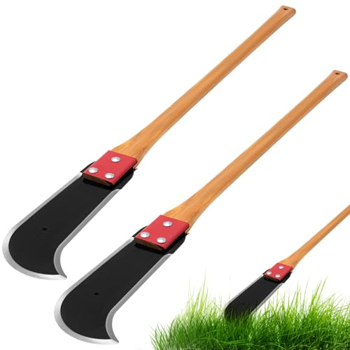 Lanties 2 Pcs Bush Axe Ditch Bank Blade with Wood Handle Bushcraft Axe Branch Garden Tool 16-inch Head with 40-inch Handle for Garden Yard