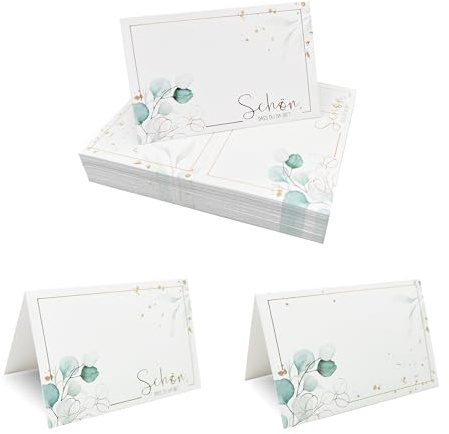 FloraVigo Lot de 22 cartes de table de mariage « Schön dass du da bist » - Décoration de table - Cartes de table à écrire soi-même - Pour mariage, anniversaire, confirmation, communion, baptême