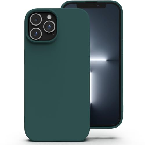 Zuvirelx Silikon Handyhülle für iPhone 13 Pro Hülle, Weiches Griff, Dünne, Minimalistisch, Stoßfest, rutschfest, Taschenpassend - Tiefgrün