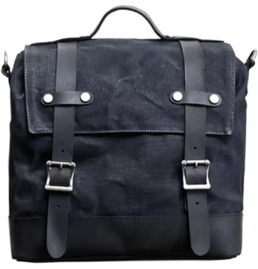 FPQOVV Motor Pannier Bag Motorcycle Luggage Bag Waterproof Saddle Bag Rear Bag Motorbike Waxed Canvas Rider Side Tool Storage Luggage Rack Bag Rear Seat Bag(Black,No Strap)